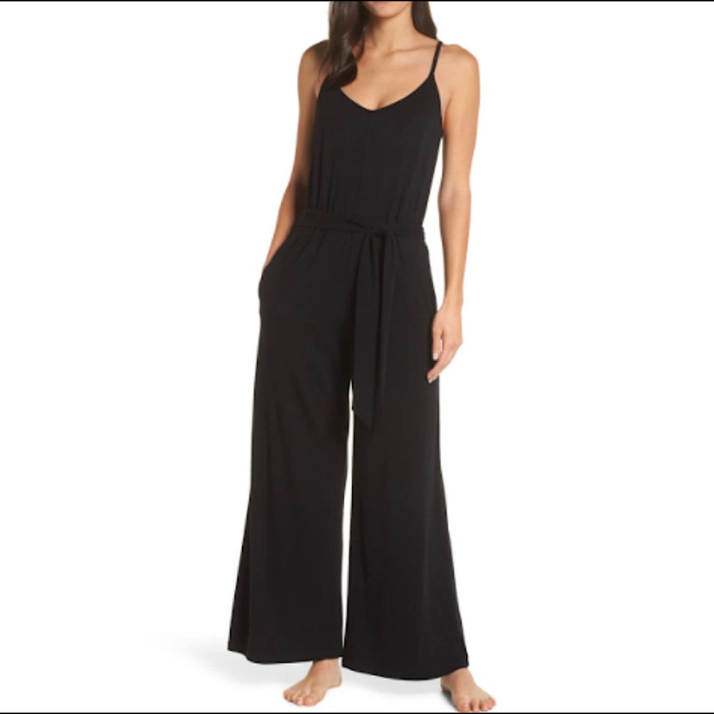 Something Navy lounge jumpsuit with tie waist